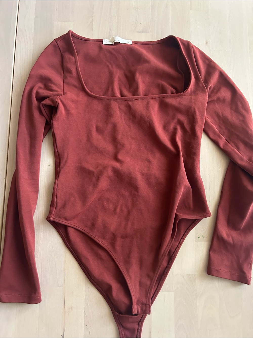 Oak + Fort OAK Refined Rust Square Neck Bodysuit S